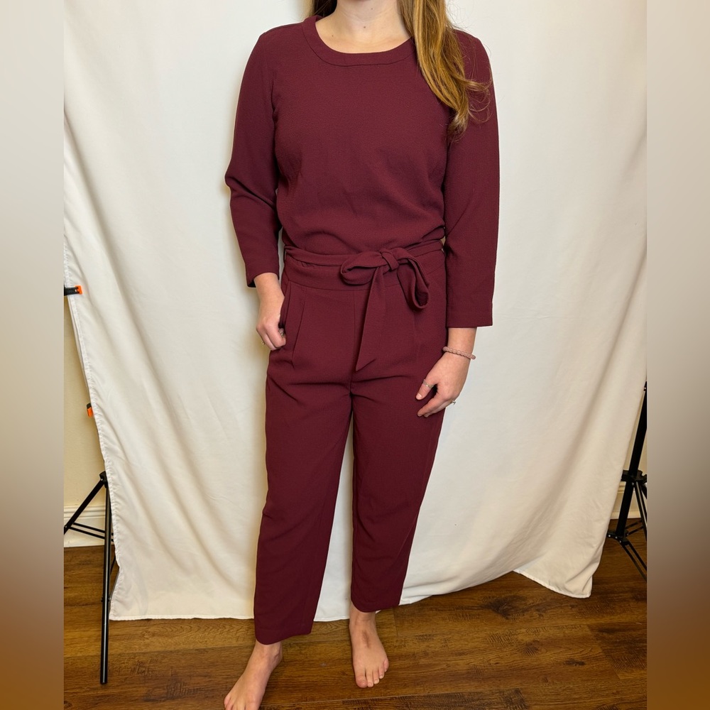 Madewell Maroon/burgundy Jumpsuit With Tie Waist Size 6 One piece Romper